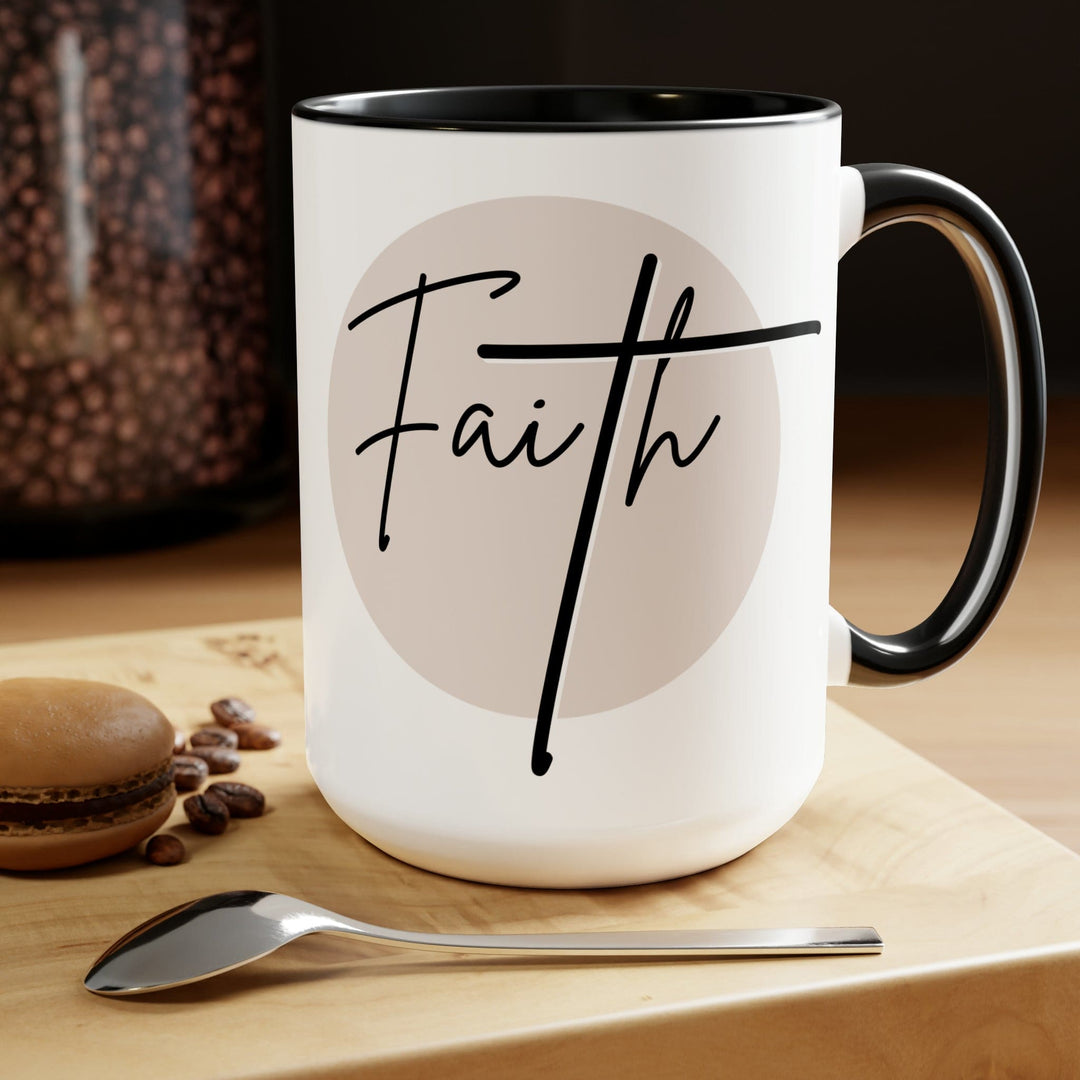 Accent Ceramic Coffee Mug 15oz - Faith - Christian Affirmation - Black