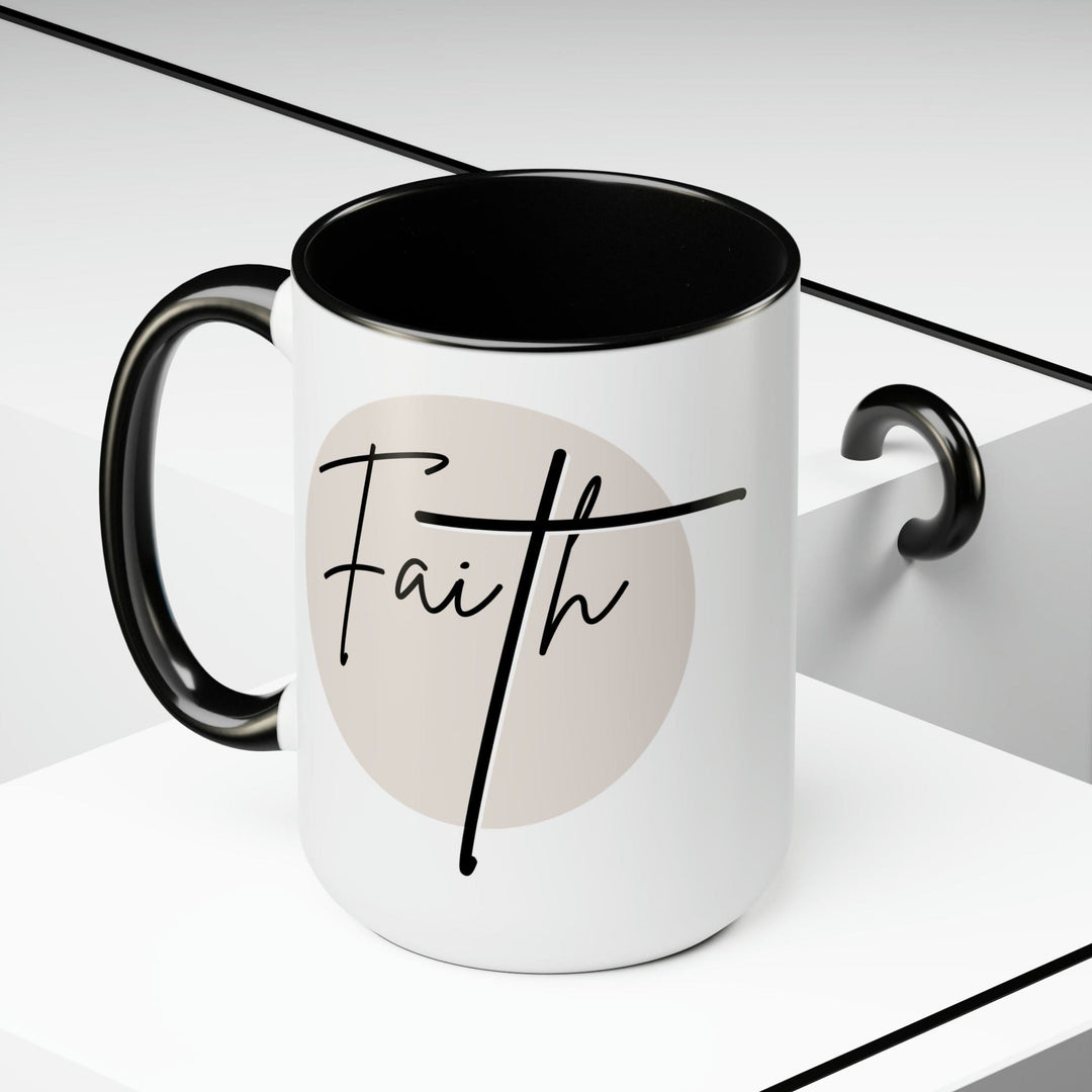 Accent Ceramic Coffee Mug 15oz - Faith - Christian Affirmation - Black