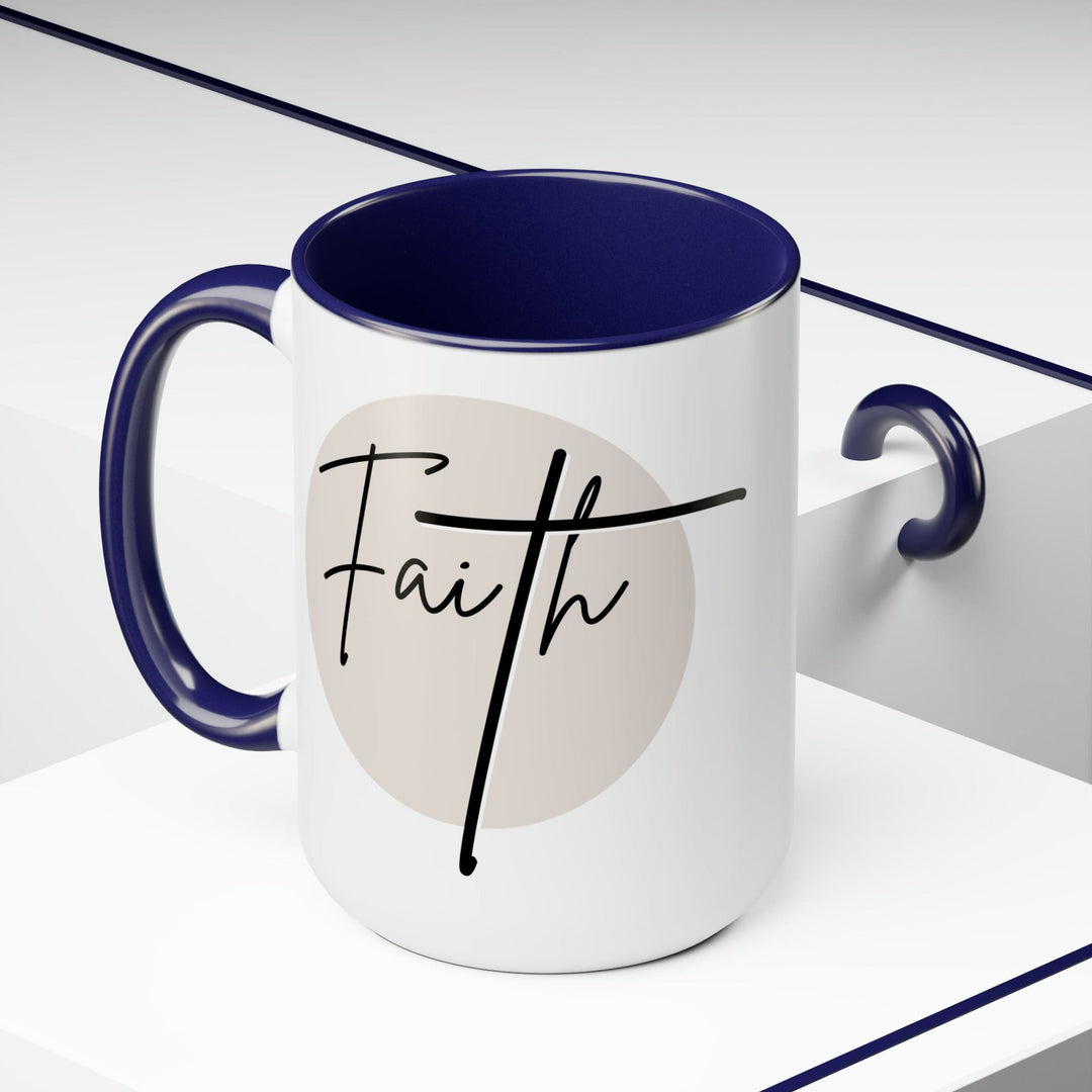 Accent Ceramic Coffee Mug 15oz - Faith - Christian Affirmation - Black