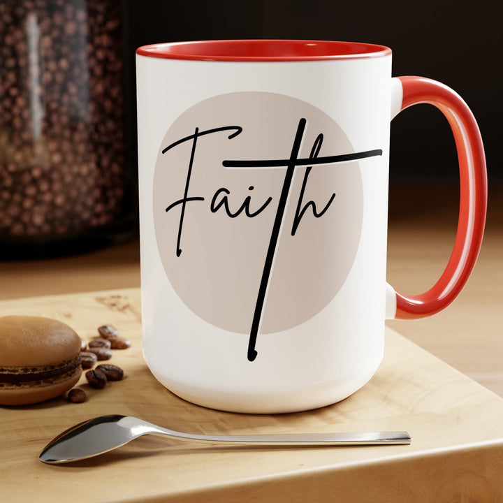 Accent Ceramic Coffee Mug 15oz - Faith - Christian Affirmation - Black