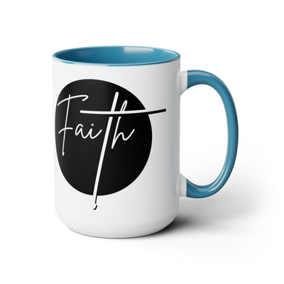 Accent Ceramic Coffee Mug 15oz - Faith - Christian Affirmation - Black And White