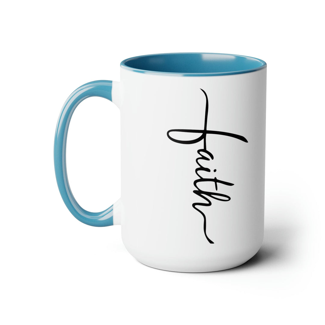 Accent Ceramic Coffee Mug 15oz - Faith Script Cross Black Illustration