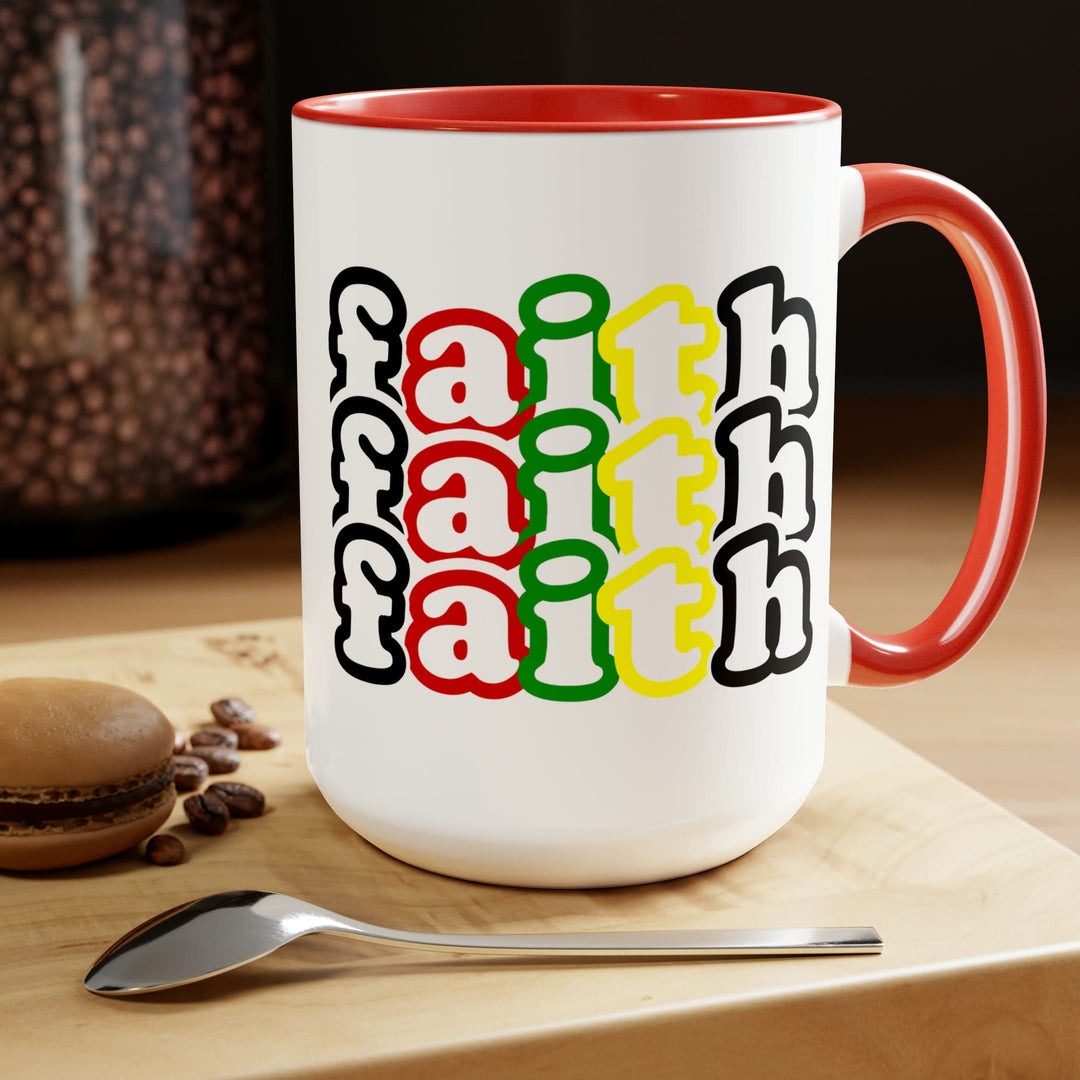 Accent Ceramic Coffee Mug 15oz - Faith Stack Multicolor Black Illustration