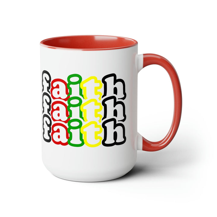 Accent Ceramic Coffee Mug 15oz - Faith Stack Multicolor Black Illustration