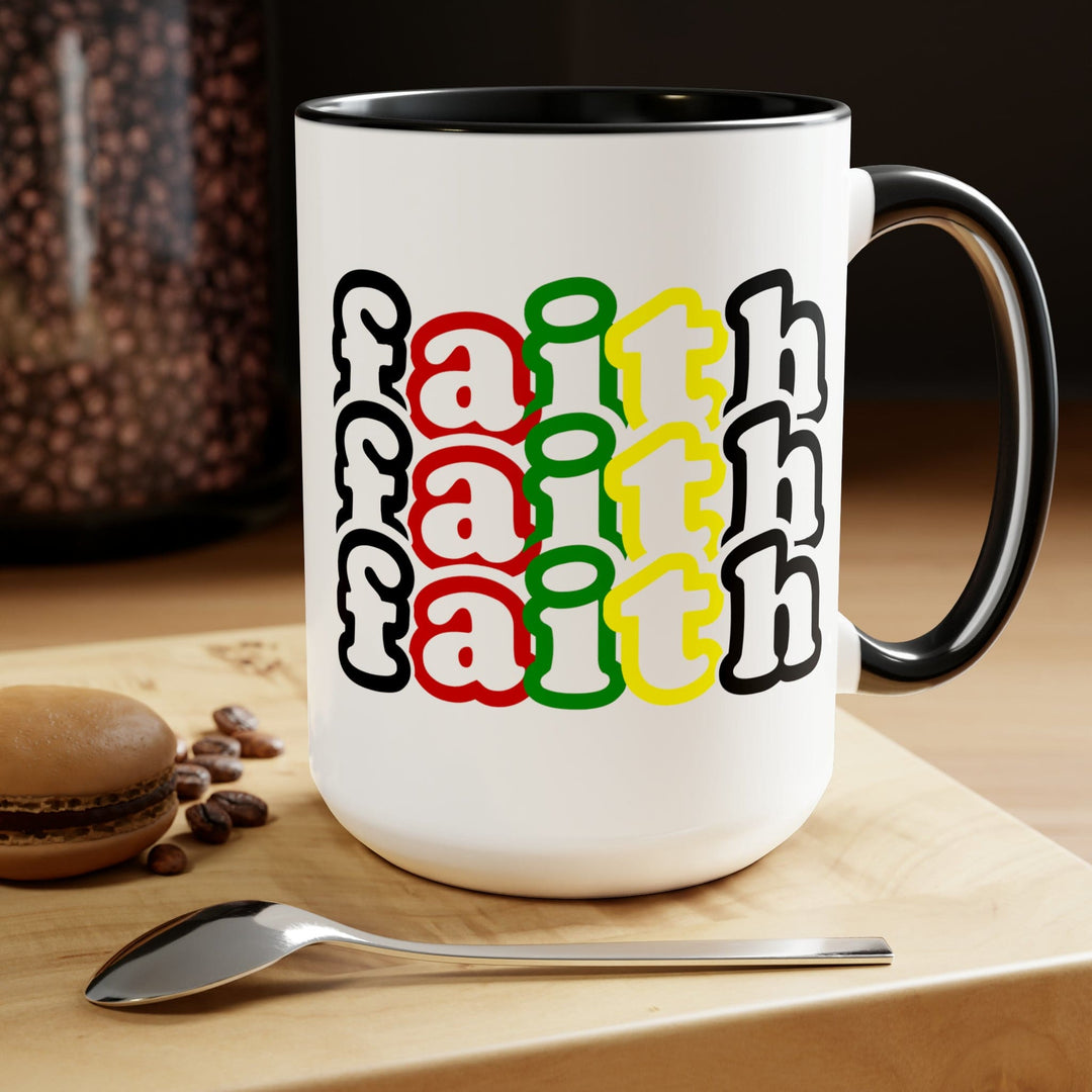 Accent Ceramic Coffee Mug 15oz - Faith Stack Multicolor Black Illustration