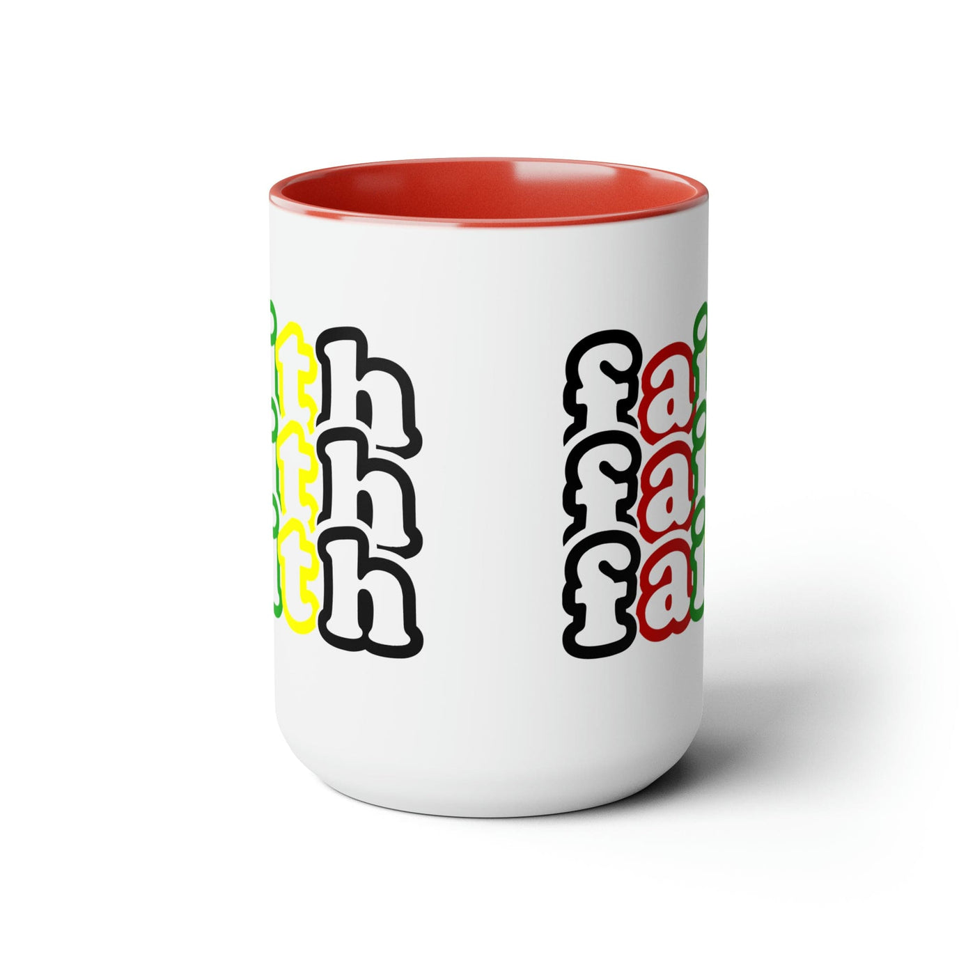 Accent Ceramic Coffee Mug 15oz - Faith Stack Multicolor Black Illustration -