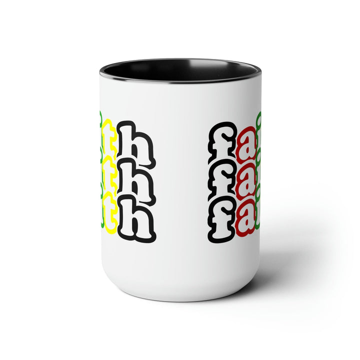 Accent Ceramic Coffee Mug 15oz - Faith Stack Multicolor Black Illustration