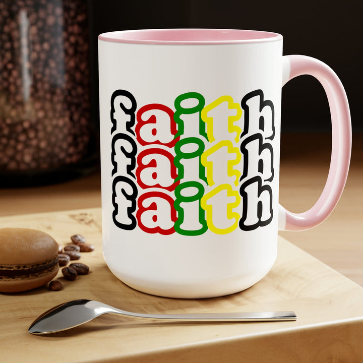 Accent Ceramic Coffee Mug 15oz - Faith Stack Multicolor Black Illustration