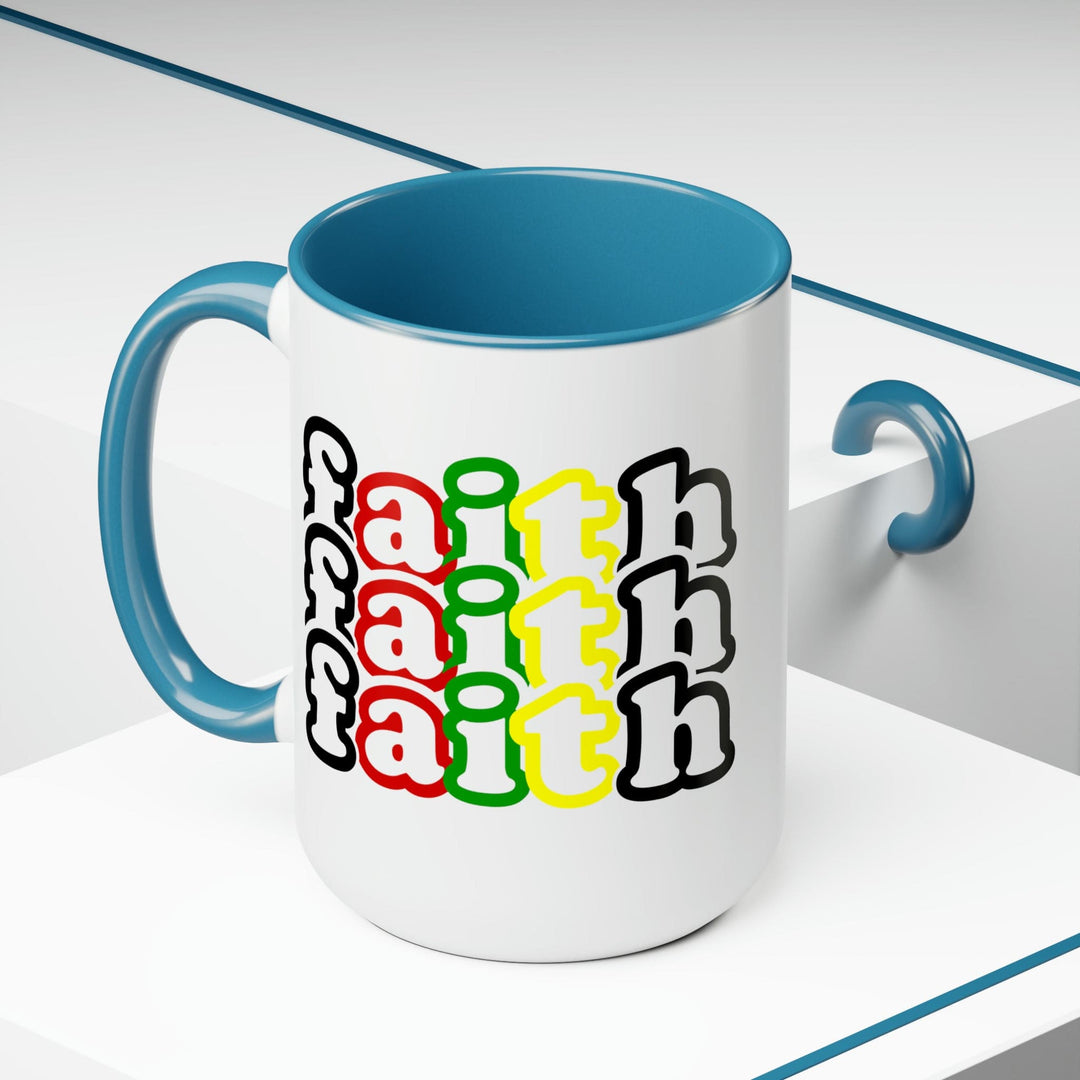 Accent Ceramic Coffee Mug 15oz - Faith Stack Multicolor Black Illustration