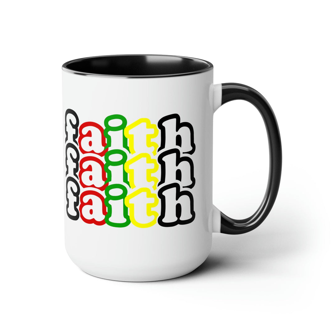 Accent Ceramic Coffee Mug 15oz - Faith Stack Multicolor Black Illustration