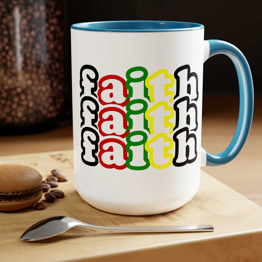 Accent Ceramic Coffee Mug 15oz - Faith Stack Multicolor Black Illustration