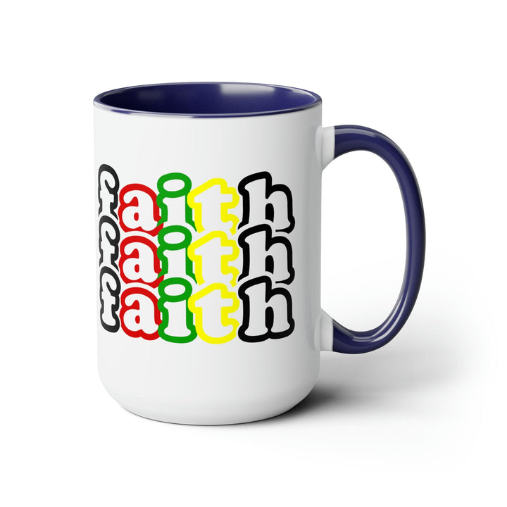 Accent Ceramic Coffee Mug 15oz - Faith Stack Multicolor Black Illustration