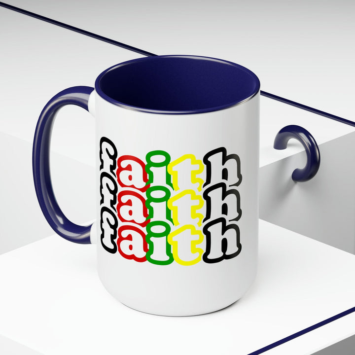 Accent Ceramic Coffee Mug 15oz - Faith Stack Multicolor Black Illustration