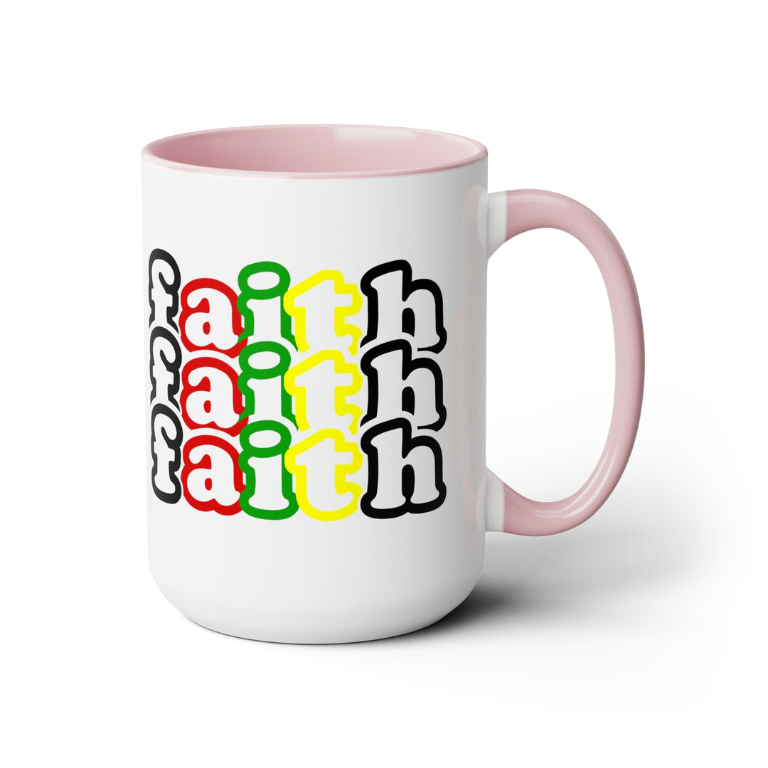 Accent Ceramic Coffee Mug 15oz - Faith Stack Multicolor Black Illustration