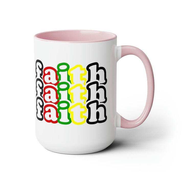 Accent Ceramic Coffee Mug 15oz - Faith Stack Multicolor Black Illustration