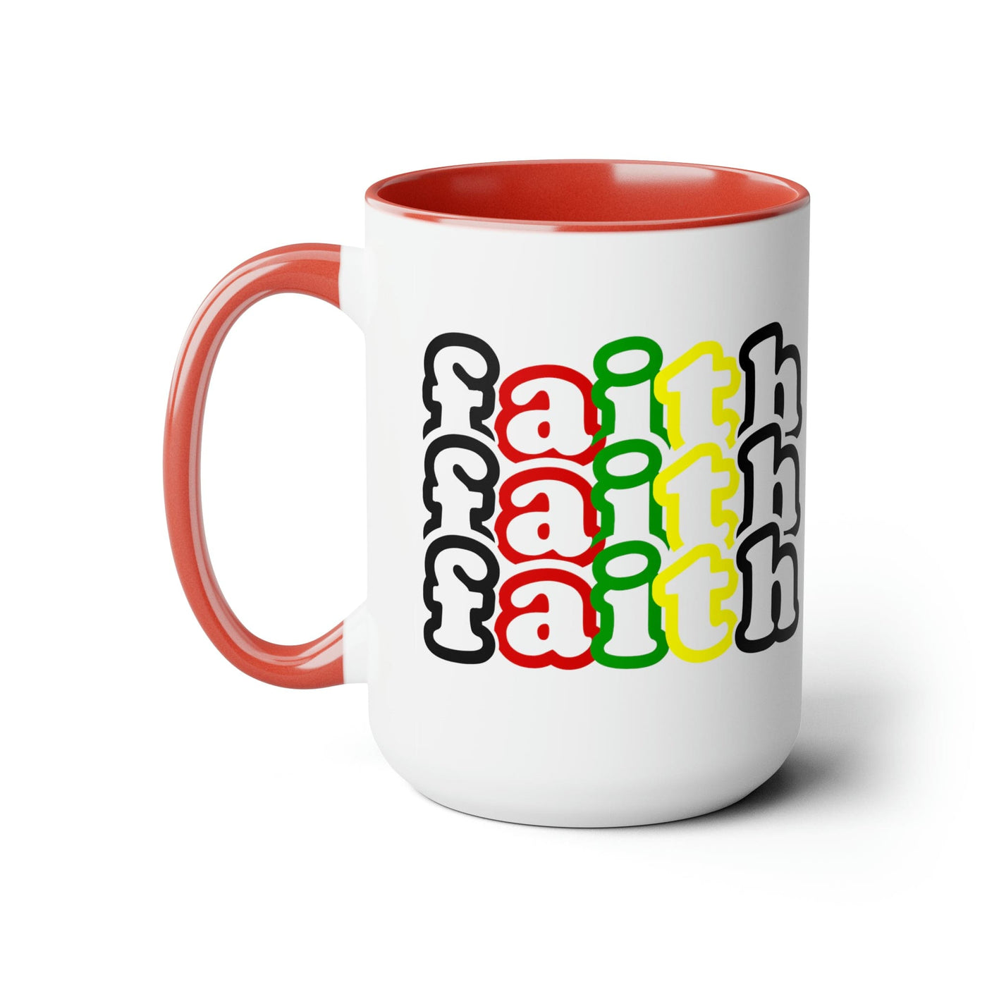 Accent Ceramic Coffee Mug 15oz - Faith Stack Multicolor Black Illustration -