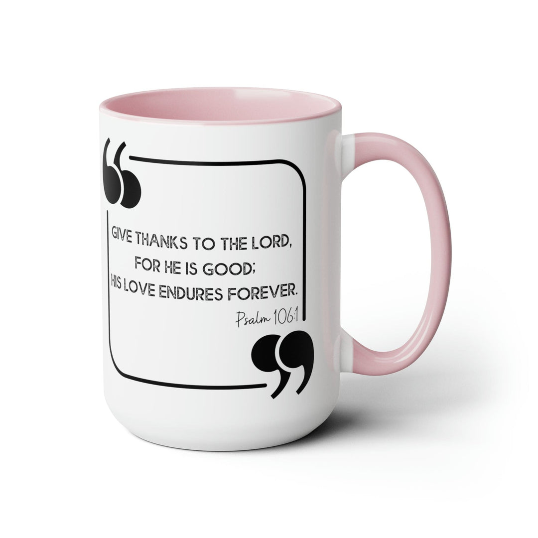 Accent Ceramic Coffee Mug 15oz - Give Thanks to the Lord Black Illustration