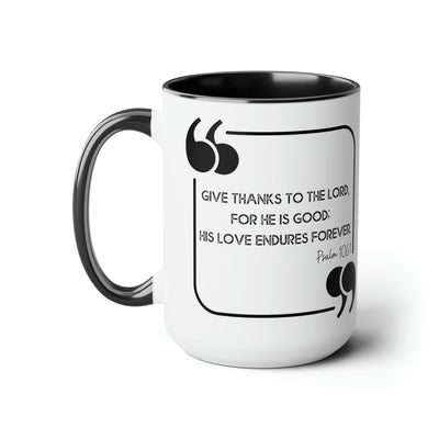 Accent Ceramic Coffee Mug 15oz - Give Thanks To The Lord Black Illustration -