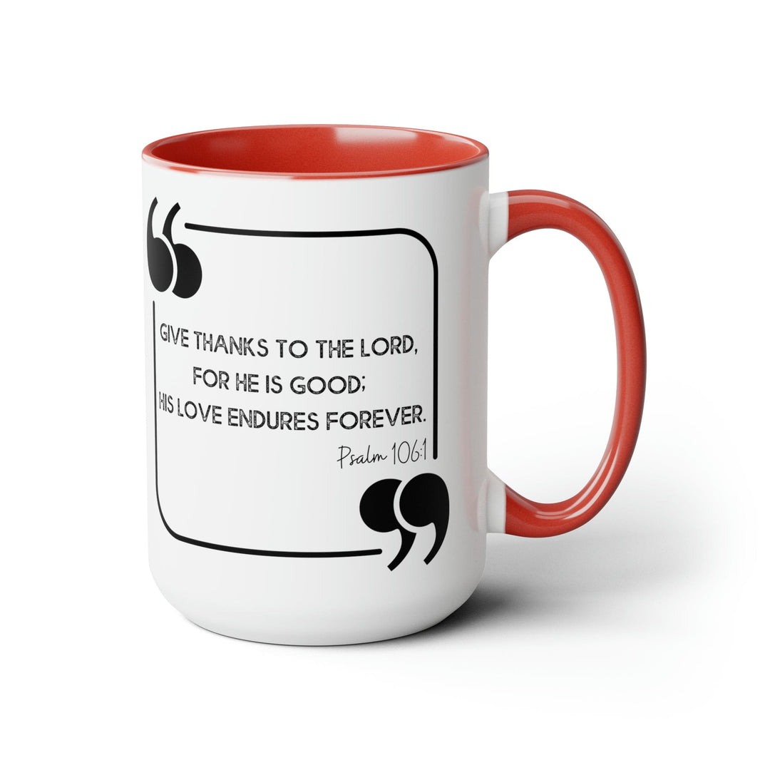 Accent Ceramic Coffee Mug 15oz - Give Thanks to the Lord Black Illustration