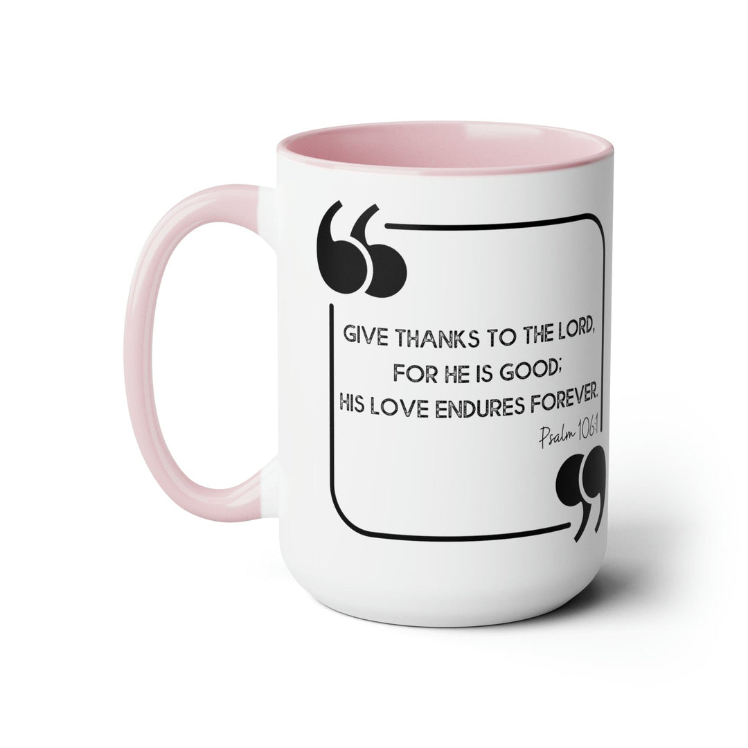 Accent Ceramic Coffee Mug 15oz - Give Thanks to the Lord Black Illustration