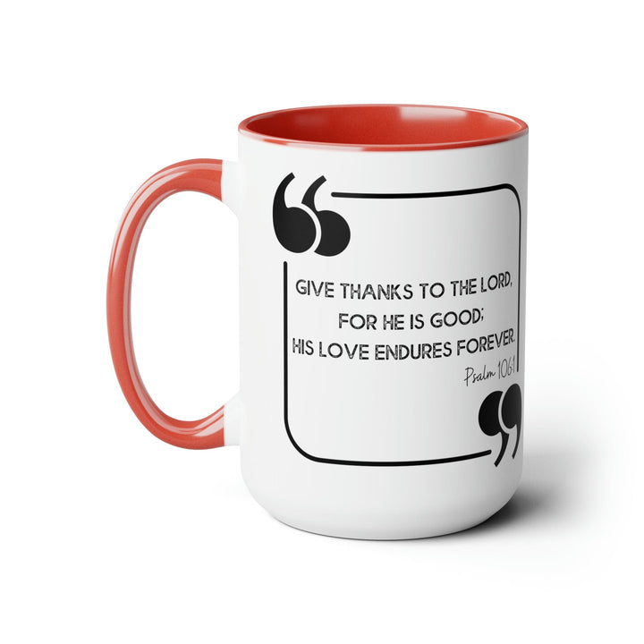 Accent Ceramic Coffee Mug 15oz - Give Thanks to the Lord Black Illustration