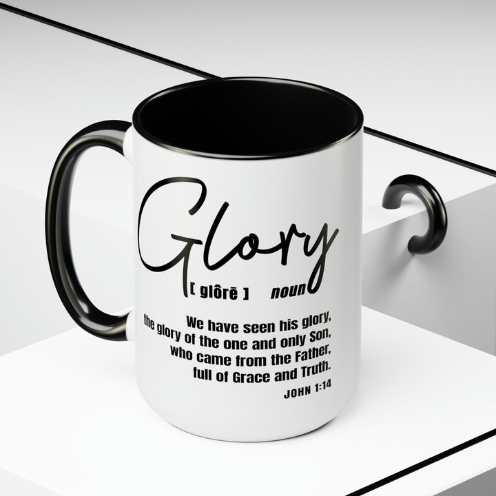 Accent Ceramic Coffee Mug 15oz - Glory - Christian Inspiration Black