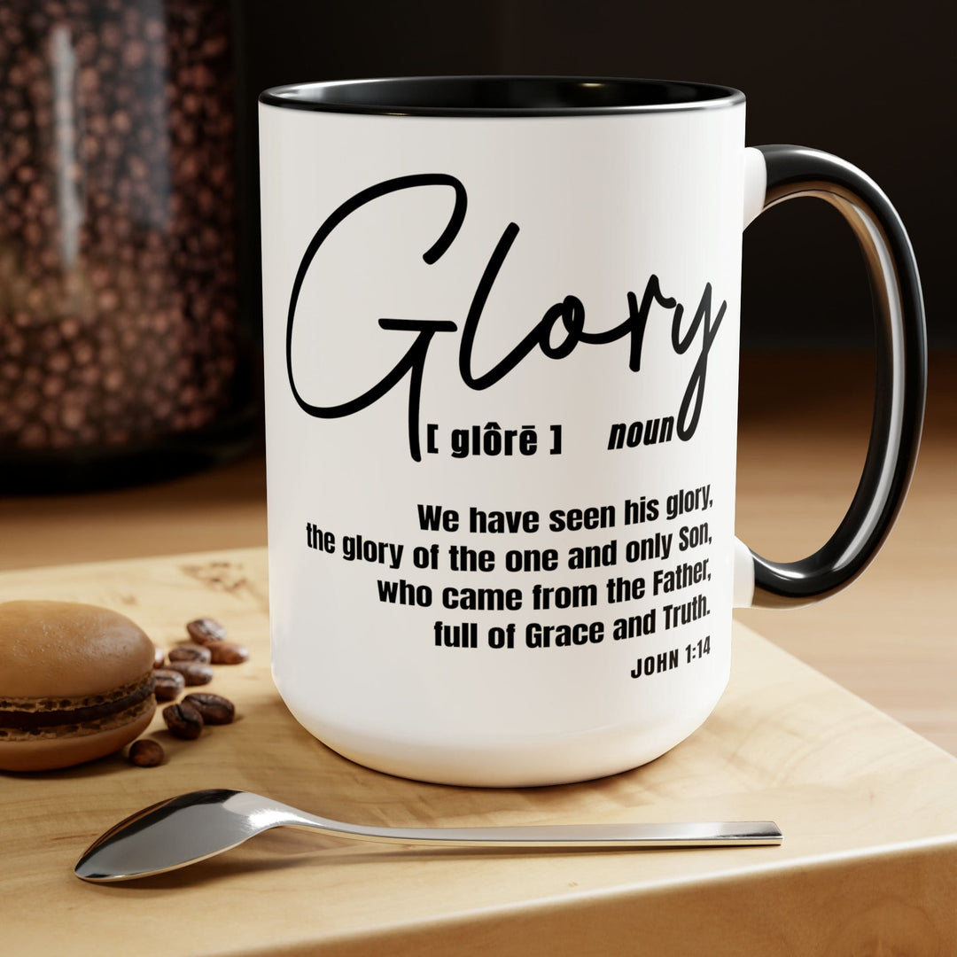 Accent Ceramic Coffee Mug 15oz - Glory - Christian Inspiration Black