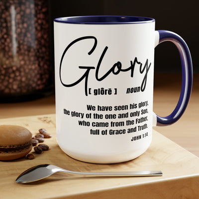 Accent Ceramic Coffee Mug 15oz - Glory - Christian Inspiration Black -