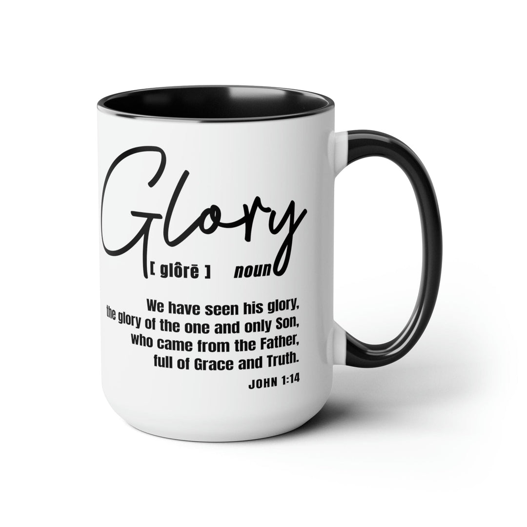 Accent Ceramic Coffee Mug 15oz - Glory - Christian Inspiration Black