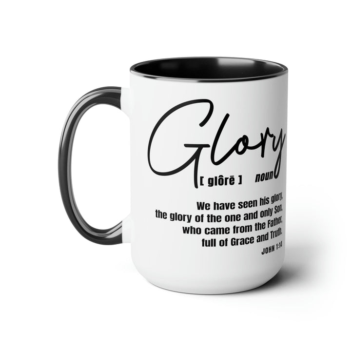 Accent Ceramic Coffee Mug 15oz - Glory - Christian Inspiration Black