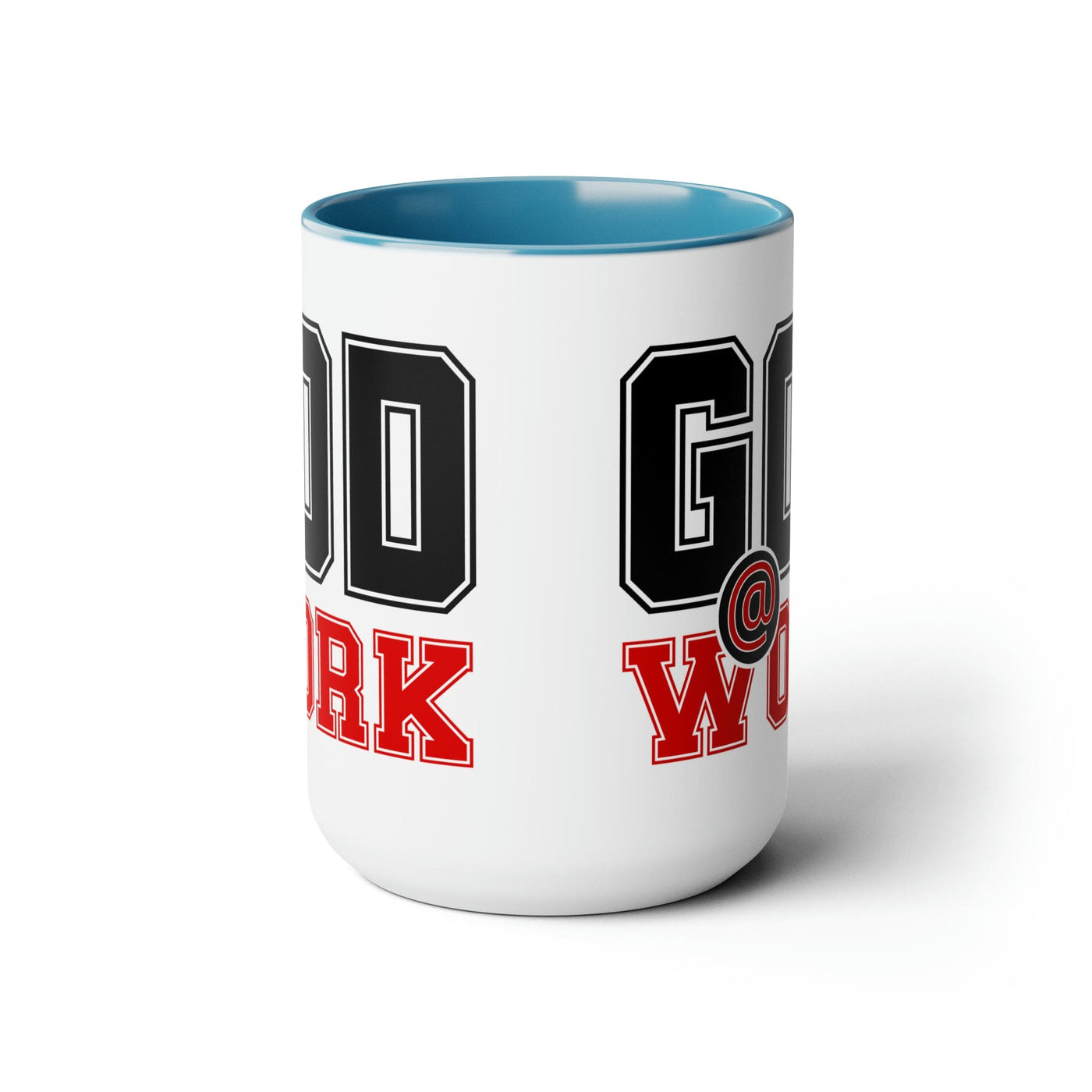Accent Ceramic Coffee Mug 15oz - God @ Work Black And Red Print - Decorative |