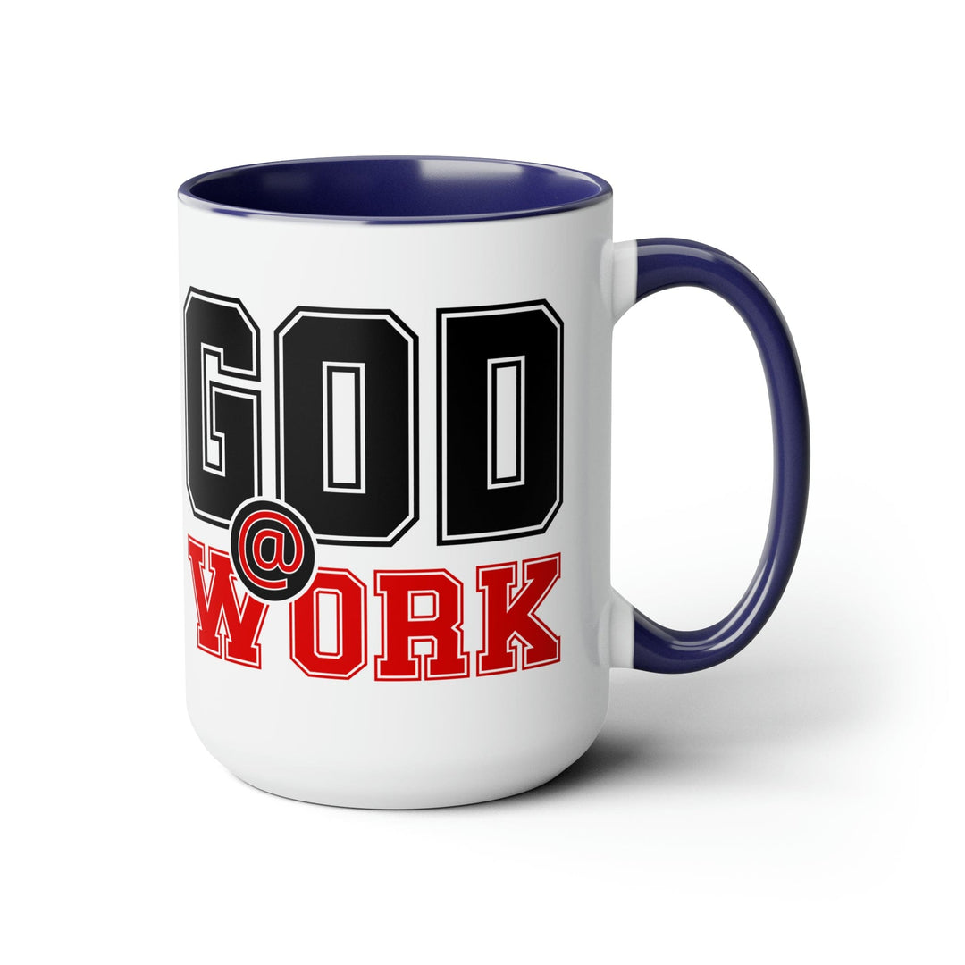 Accent Ceramic Coffee Mug 15oz - God @ Work Black and Red Print - Decorative