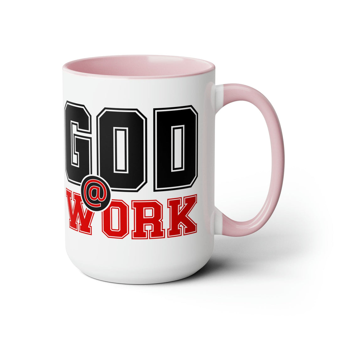 Accent Ceramic Coffee Mug 15oz - God @ Work Black and Red Print - Decorative