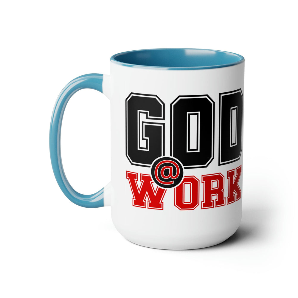 Accent Ceramic Coffee Mug 15oz - God @ Work Black and Red Print - Decorative