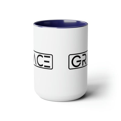 Accent Ceramic Coffee Mug 15oz - Grace Christian Black Illustration - Mug
