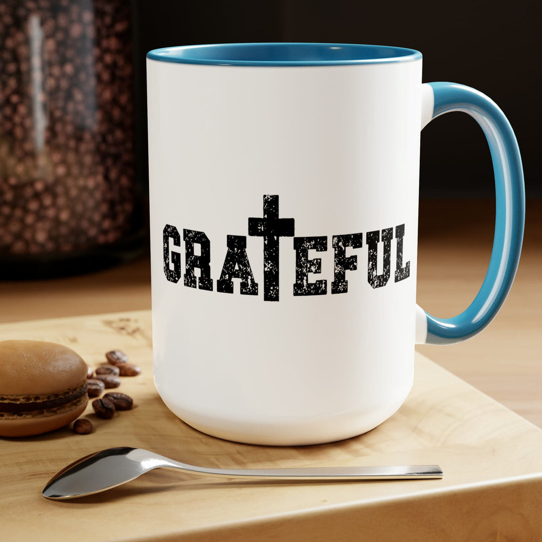 Accent Ceramic Coffee Mug 15oz - Grateful Cross Black Illustration - Decorative