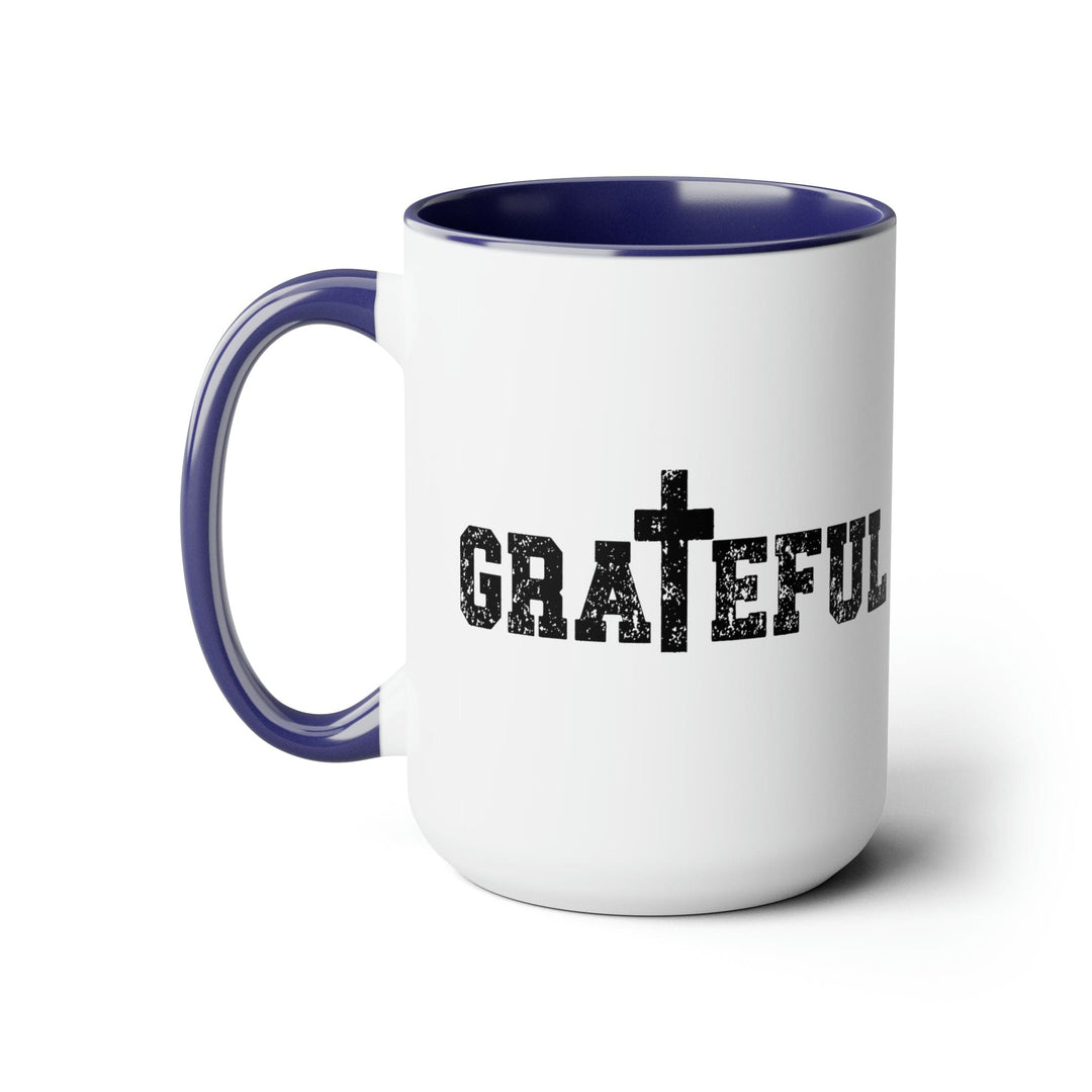 Accent Ceramic Coffee Mug 15oz - Grateful Cross Black Illustration - Decorative