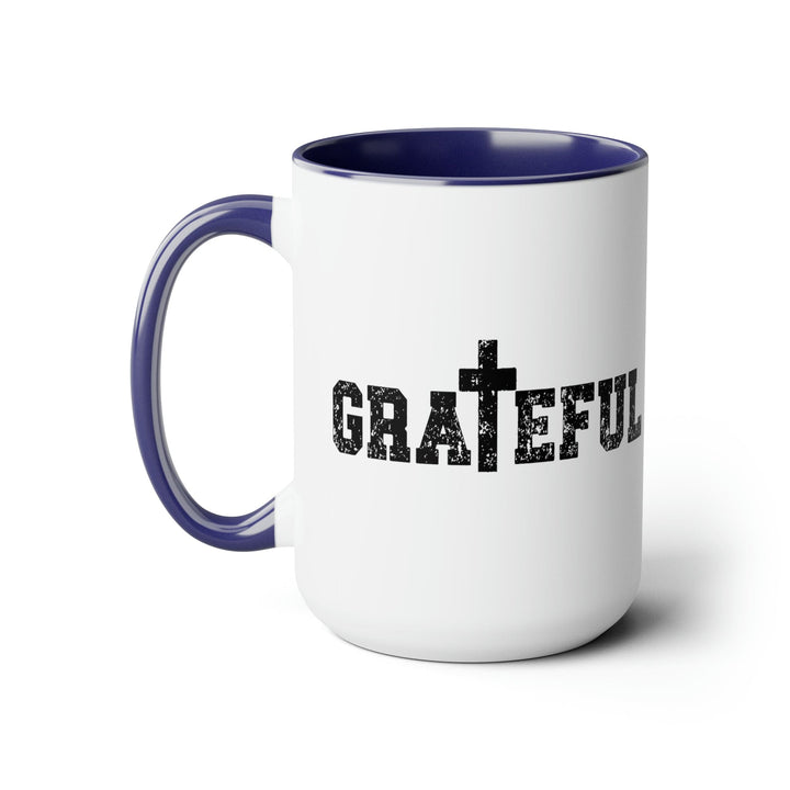 Accent Ceramic Coffee Mug 15oz - Grateful Cross Black Illustration - Decorative