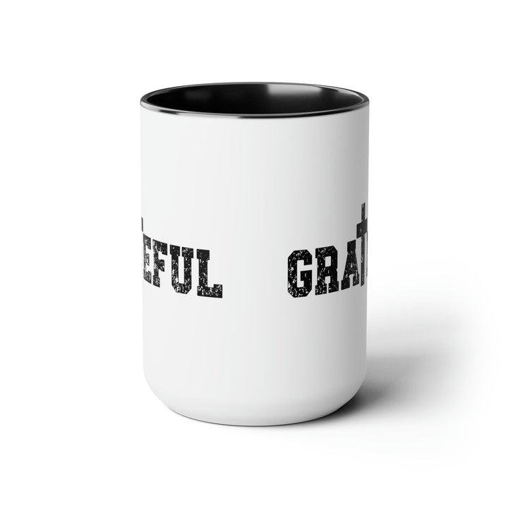 Accent Ceramic Coffee Mug 15oz - Grateful Cross Black Illustration - Decorative