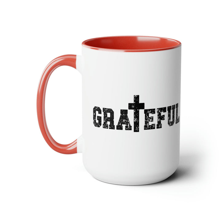 Accent Ceramic Coffee Mug 15oz - Grateful Cross Black Illustration - Decorative