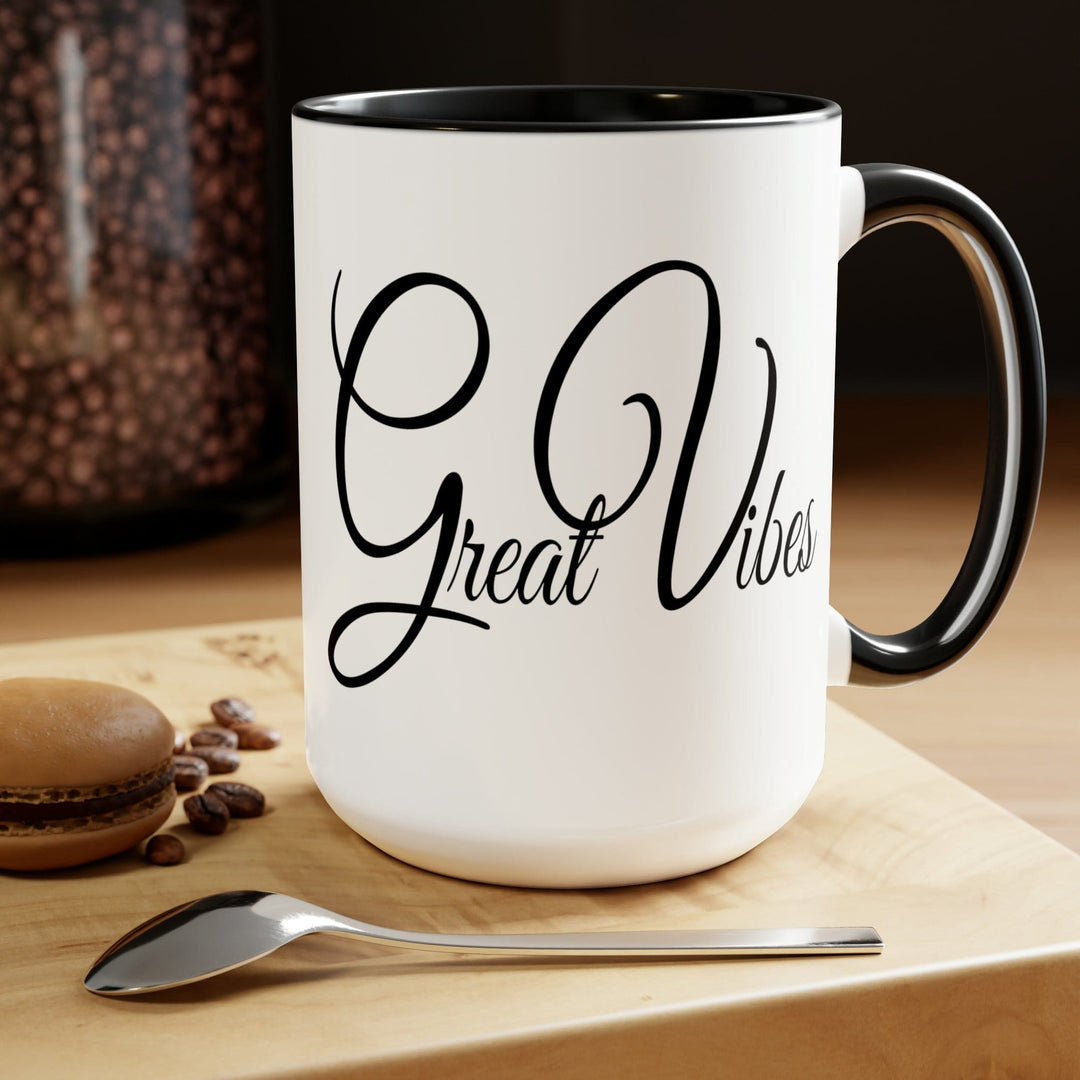 Accent Ceramic Coffee Mug 15oz - Great Vibes Black Illustration - Decorative