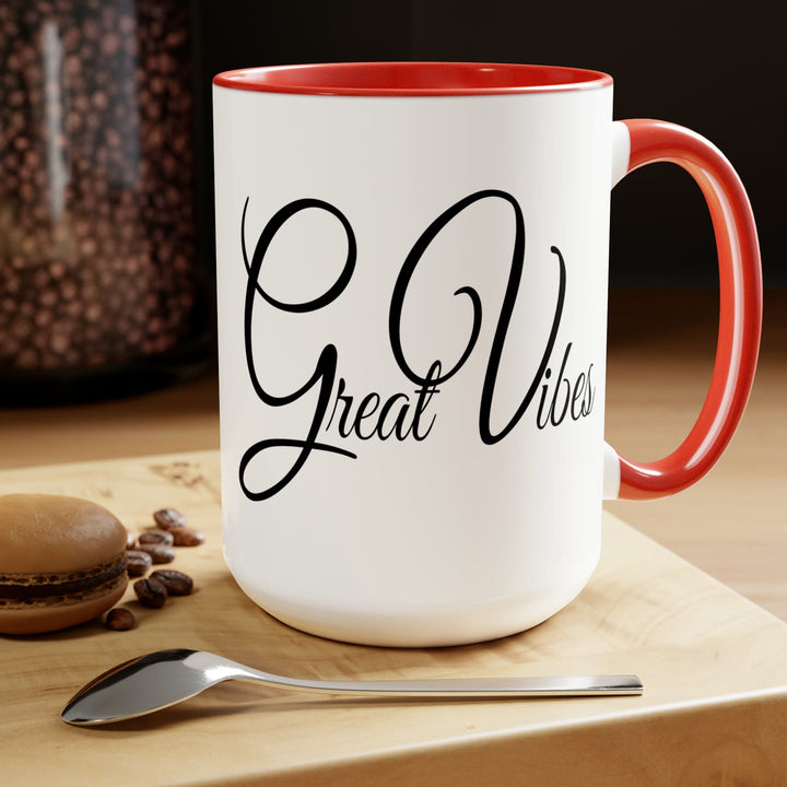 Accent Ceramic Coffee Mug 15oz - Great Vibes Black Illustration - Decorative