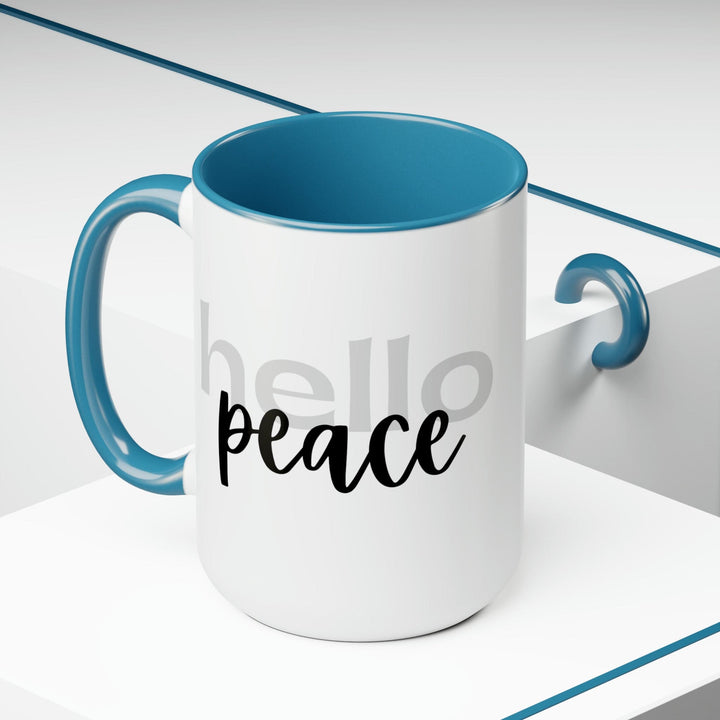 Accent Ceramic Coffee Mug 15oz - Hello Peace Motivational Peaceful Aspiration