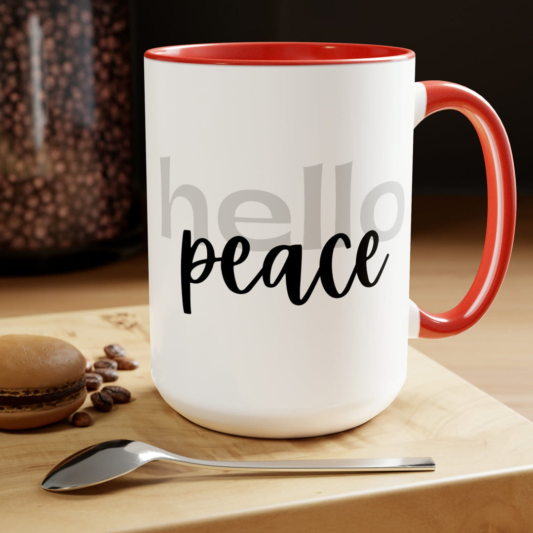 Accent Ceramic Coffee Mug 15oz - Hello Peace Motivational Peaceful Aspiration