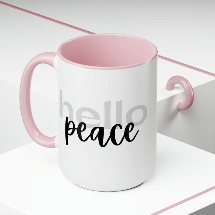 Accent Ceramic Coffee Mug 15oz - Hello Peace Motivational Peaceful Aspiration