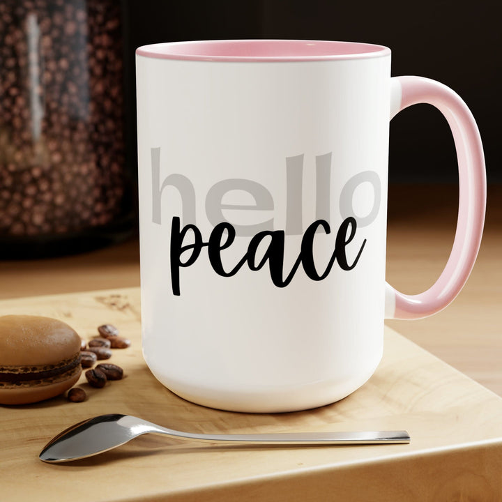 Accent Ceramic Coffee Mug 15oz - Hello Peace Motivational Peaceful Aspiration