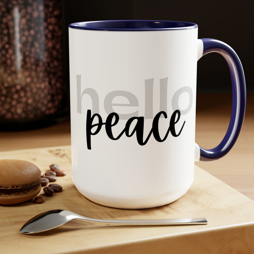 Accent Ceramic Coffee Mug 15oz - Hello Peace Motivational Peaceful Aspiration