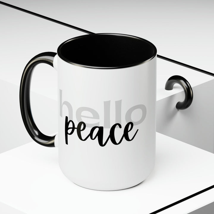 Accent Ceramic Coffee Mug 15oz - Hello Peace Motivational Peaceful Aspiration