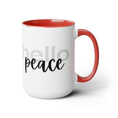 Accent Ceramic Coffee Mug 15oz - Hello Peace Motivational Peaceful Aspiration -