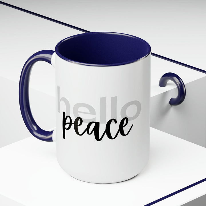 Accent Ceramic Coffee Mug 15oz - Hello Peace Motivational Peaceful Aspiration